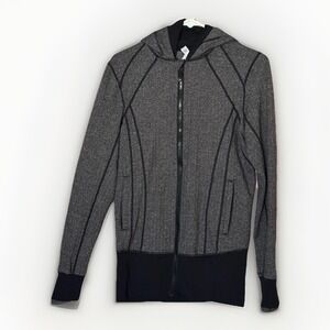Lululemon Daily Practice Jacket Heathered Herringbone Black Women's 10 Hooded